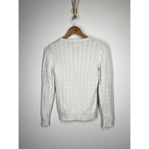 Tyler Boe White Cable Knit Crewneck Sweater Small S Cotton - Picture 5 of 5